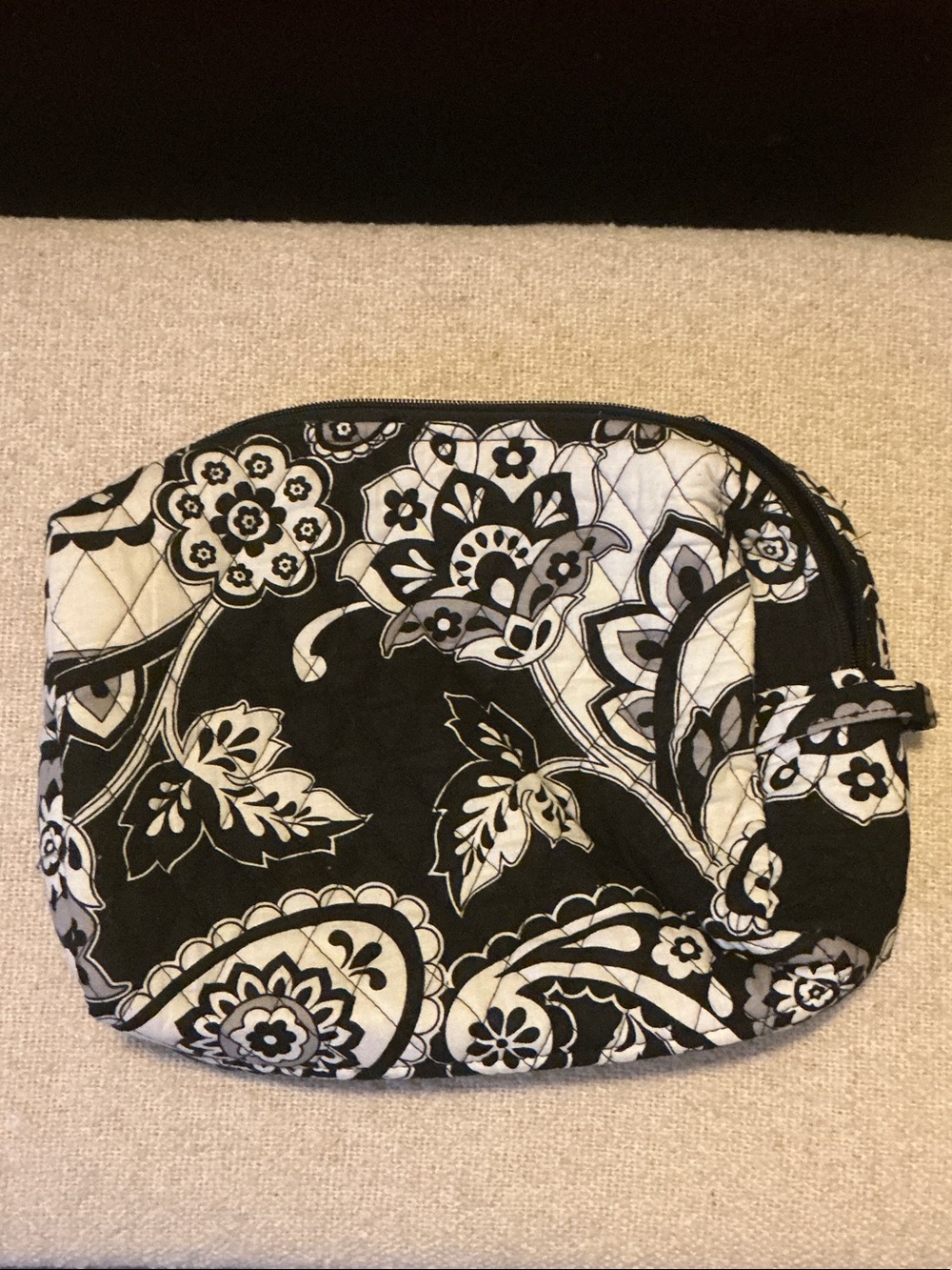 Vera Bradley Black & White Floral Quilted Cosmetic Case